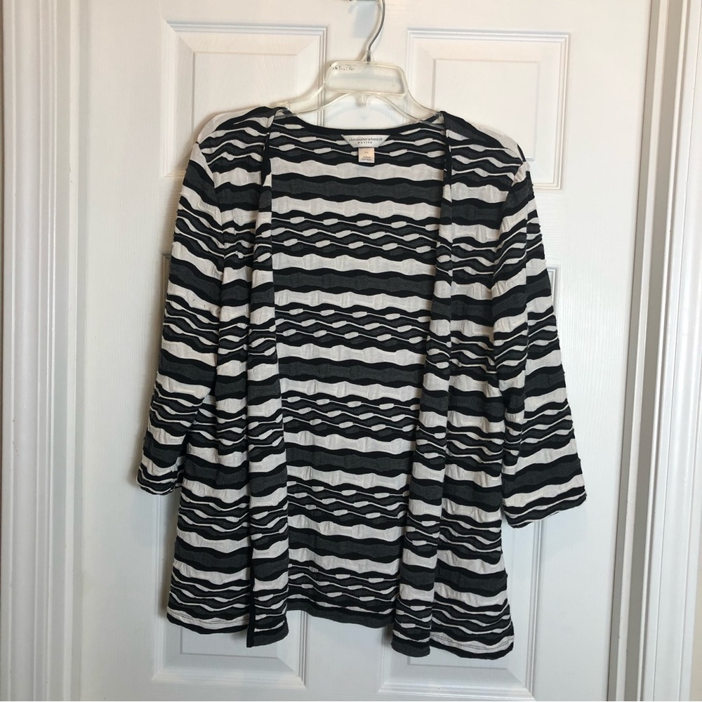 Christopher & Banks Petite 3/4 Sleeve Stripped Cardigan. Size P/L